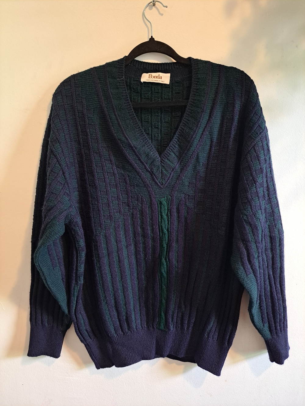 Vintage Italian Wool Blend Grandpa Sweater Knit | Dark Academia 90s L XL
